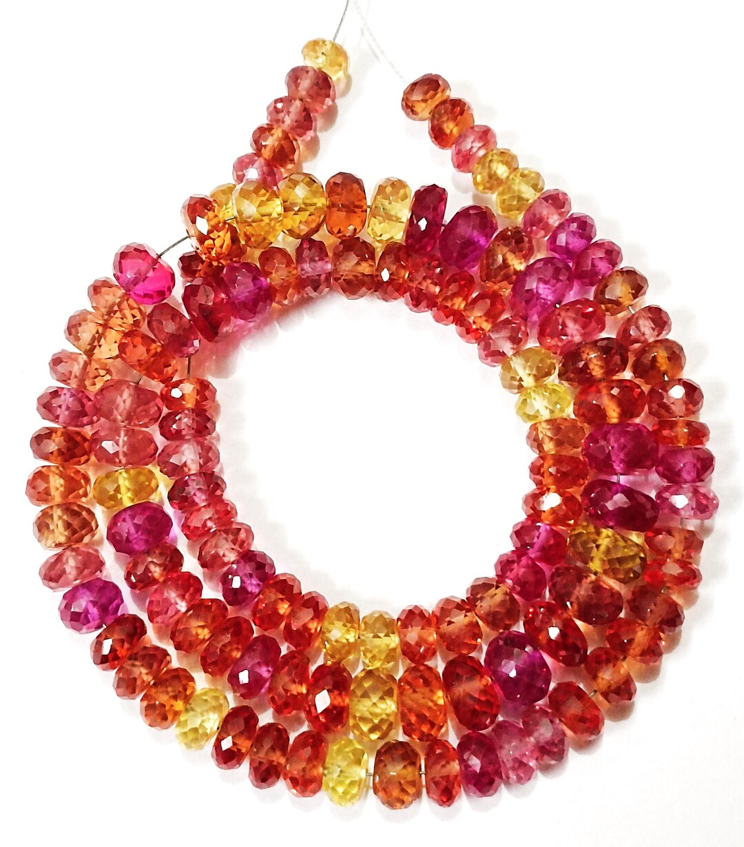 Saphir Padparadscha AAAA+ - Perles Gouttes Facettées 7/9mm, Couleur Pêche Rose, Transparentes
