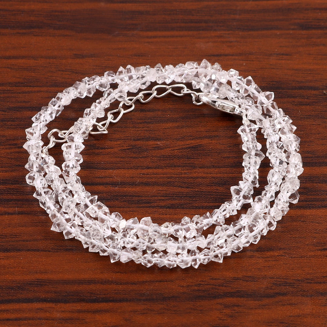 Natural Herkimer Diamond Beadsdiamond Uncut Necklace Etsy