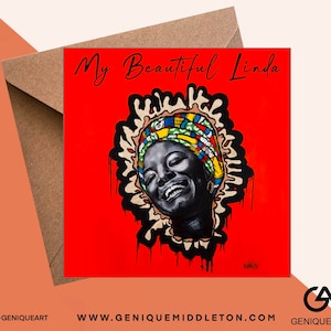 Zwarte Vrouw Verjaardag gepersonaliseerde kaart -Zwarte Vrouw - Maya Angelou Inspirerend [Zwart, Gemengd Ras, Dual Heritage, Afro Hair, Canerow, Liefde]