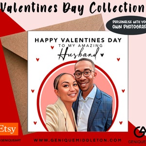 Fotografia / nome / messaggio personalizzati del biglietto di San Valentino (moglie / marito / fidanzata / fidanzato) - [Nero, razza mista, doppia eredità, capelli afro]
