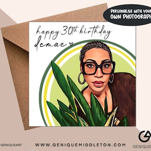 Nature Black Woman/Man  Birthday Personalised Name/Message  - [Black, Mixed Race, Dual Heritage, Afro Hair]