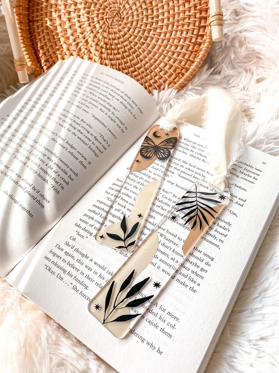 Aesthetic Acrylic Bookmark With Boho Ribbon Book Lover Reading Gift Library  Book Accessories Teacher Gifts Page Marker for Readers 