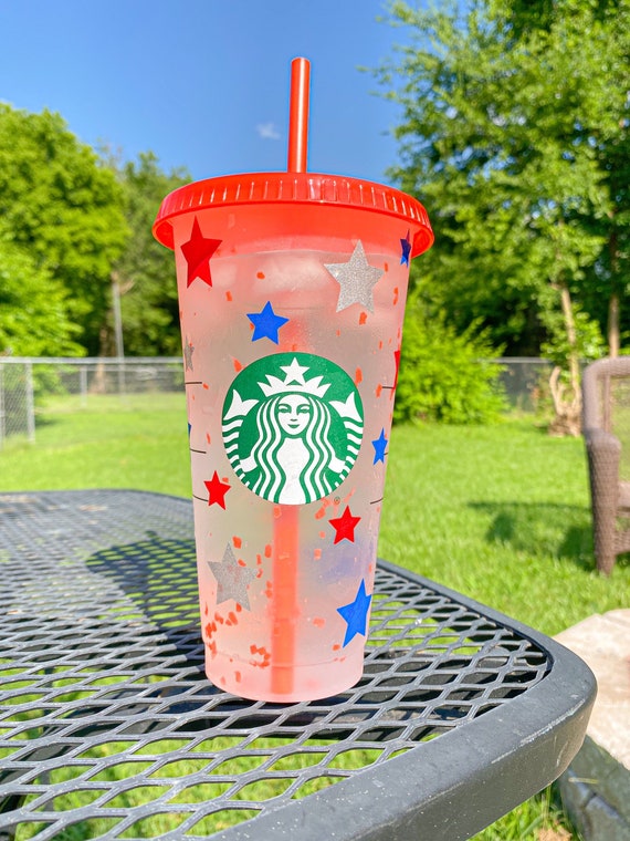 Red White & Blue Stars Reusable Color- Changing Starbucks Iced Coffee  Tumbler - Etsy