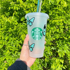 Spring Butterfly Starbucks Coffee Cup | Boho Flower Tumbler Gift | Iced Coffee Gift for Best Friend | Summer or Summer Reusable Tumbler