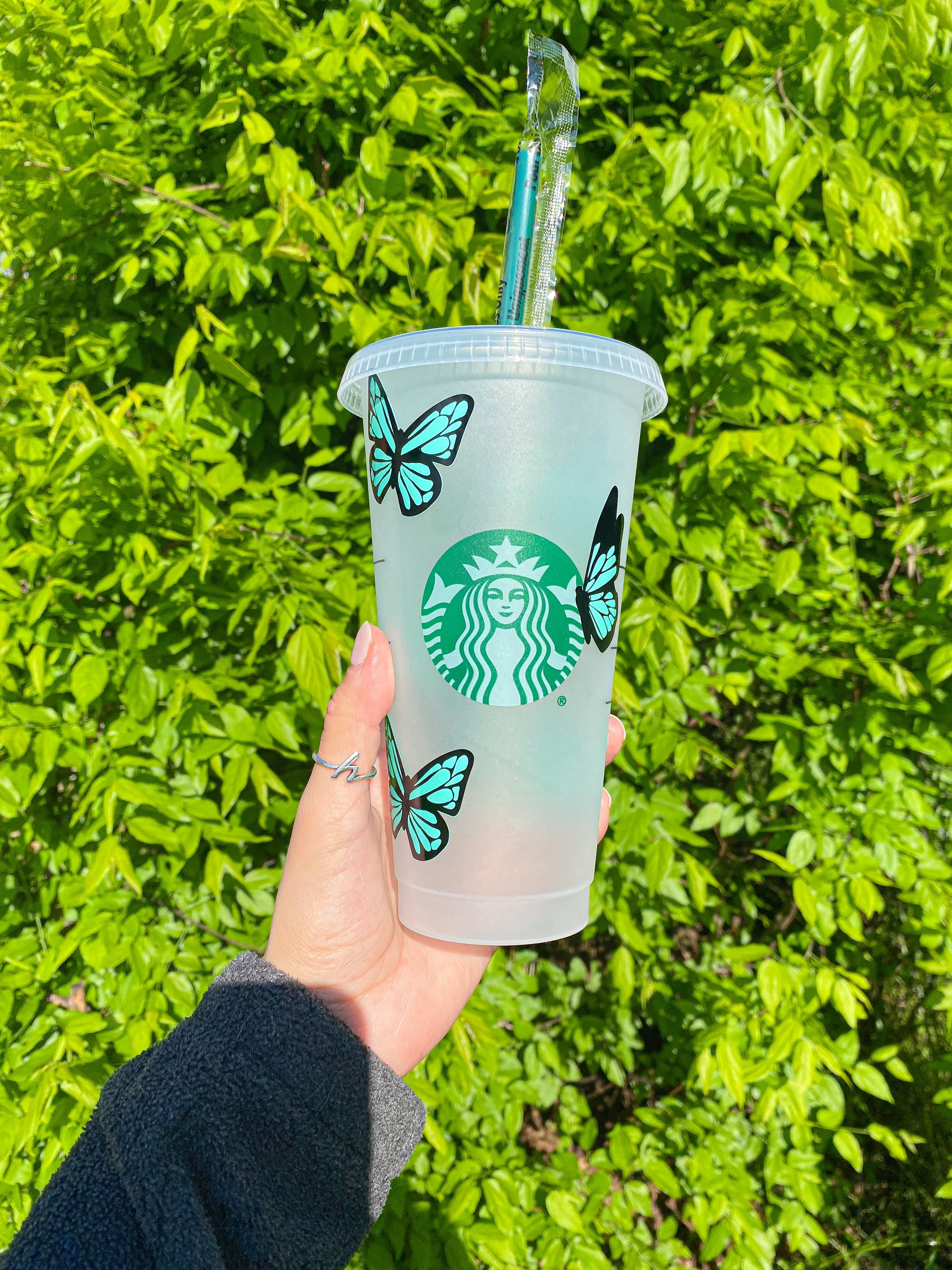 Spring Butterfly Starbucks Coffee Cup | Boho Flower Tumbler Gift | Iced Coffee Gift for Best Friend | Summer or Summer Reusable Tumbler