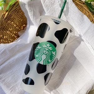 Cow Print Wrap Reusable Starbucks Cup | Cute Farm Animal Lover Gift | Cow Print All Over Cold Cup Tumbler | Cowboy Animal Inspired