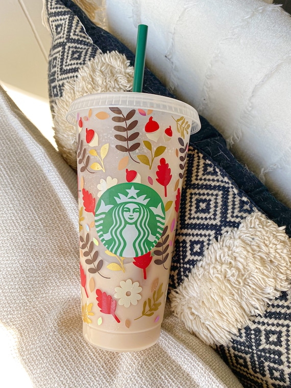 Fall Starbucks Cup Autumn Flowers Lover and Pumpkin Spice Acorns