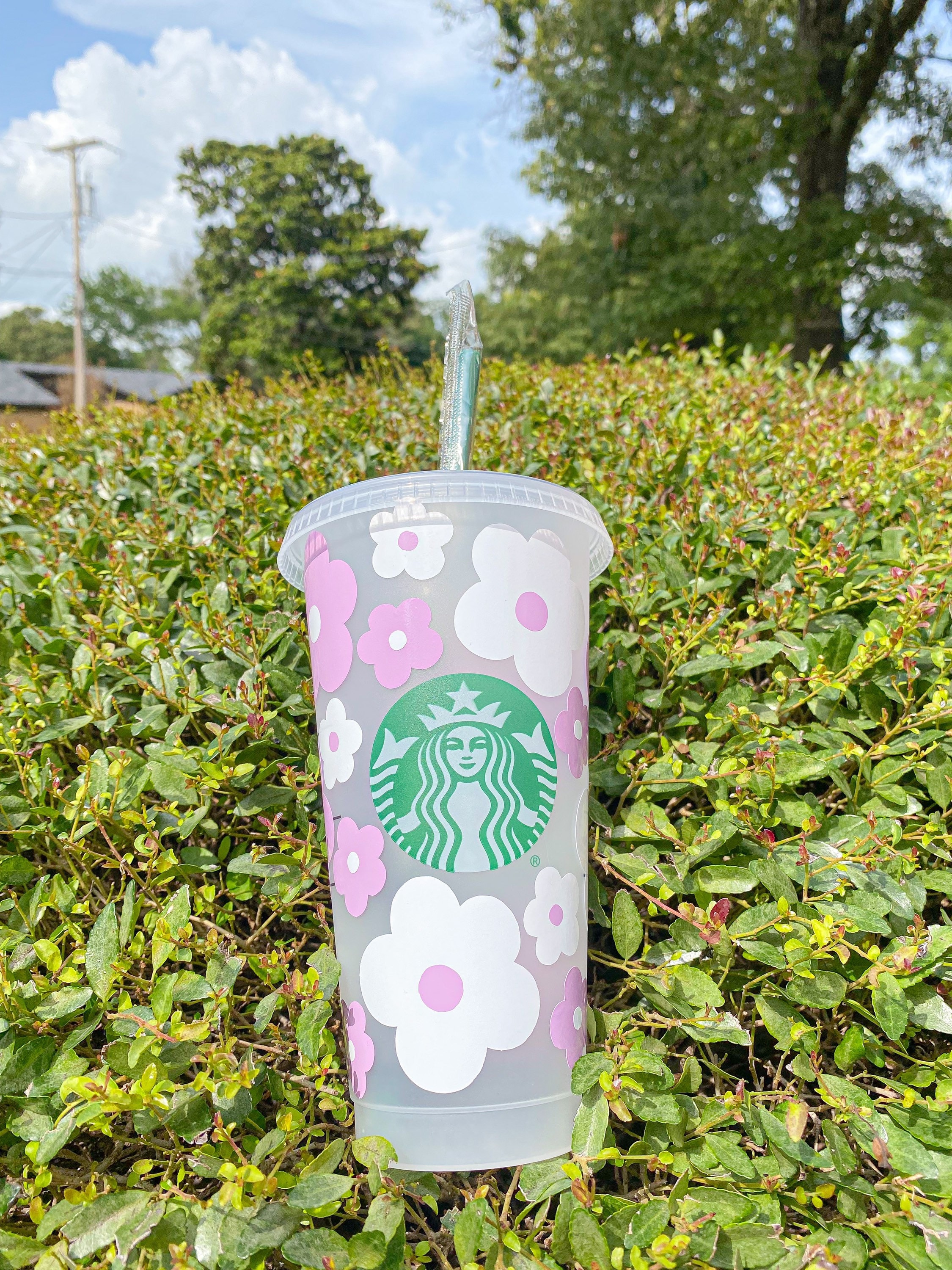 Purple Retro Flowers Starbucks Cup Gift for Daisy Lover and Best