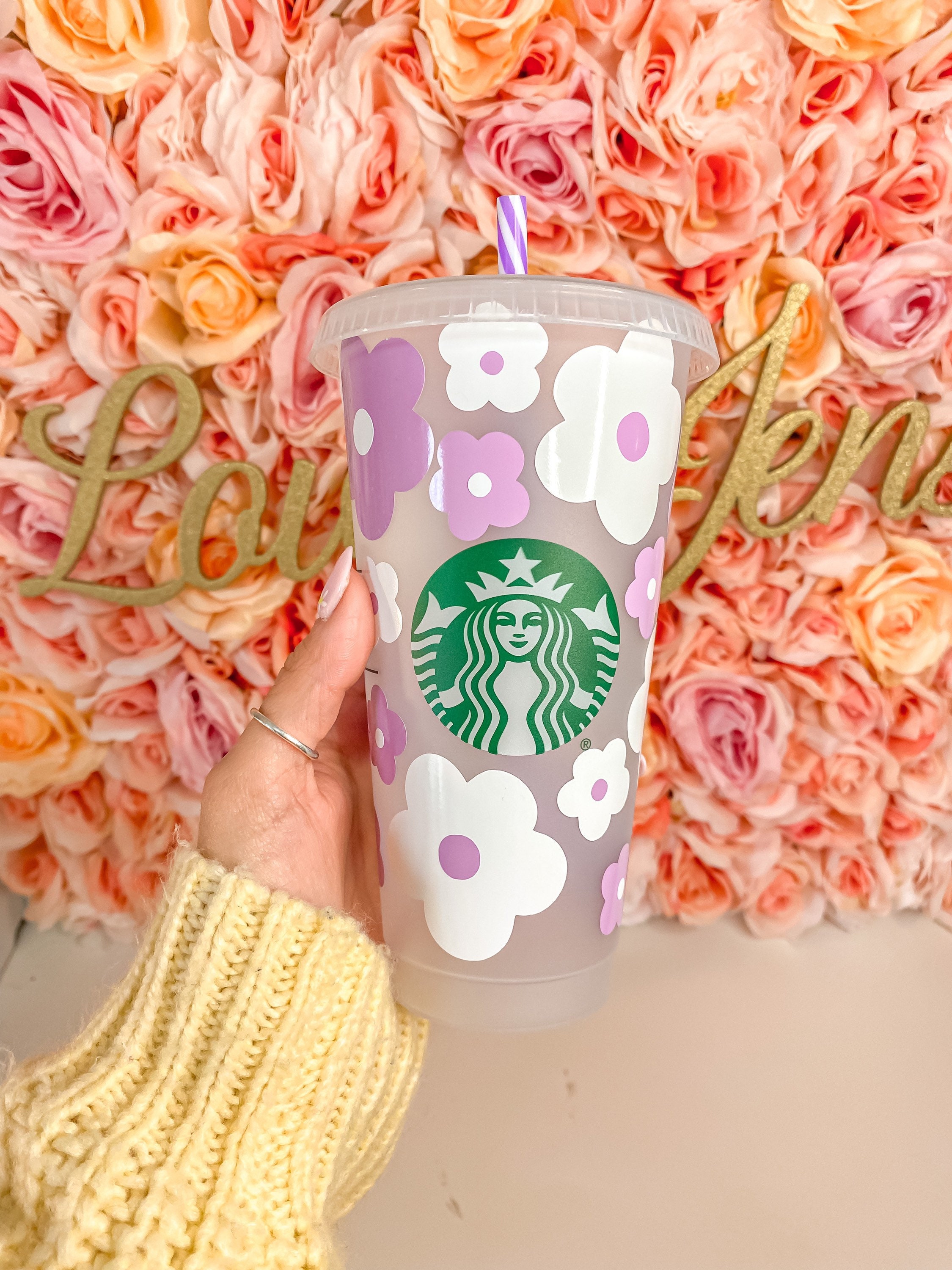 Purple Floral Starbucks Tumbler — Vani-T's