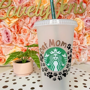 Personalized Cat Mom Starbucks Cup: Reusable Tumbler, Animal Lover Gift