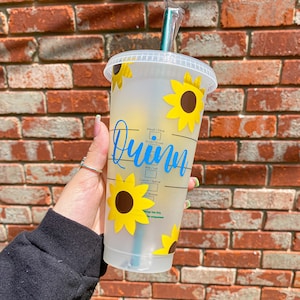 Sunflower Starbucks Tumbler | Floral Design Custom Cup | Pretty Sunflower Flower Gift for Best Friend | Spring Reusable Venti Cold Cup