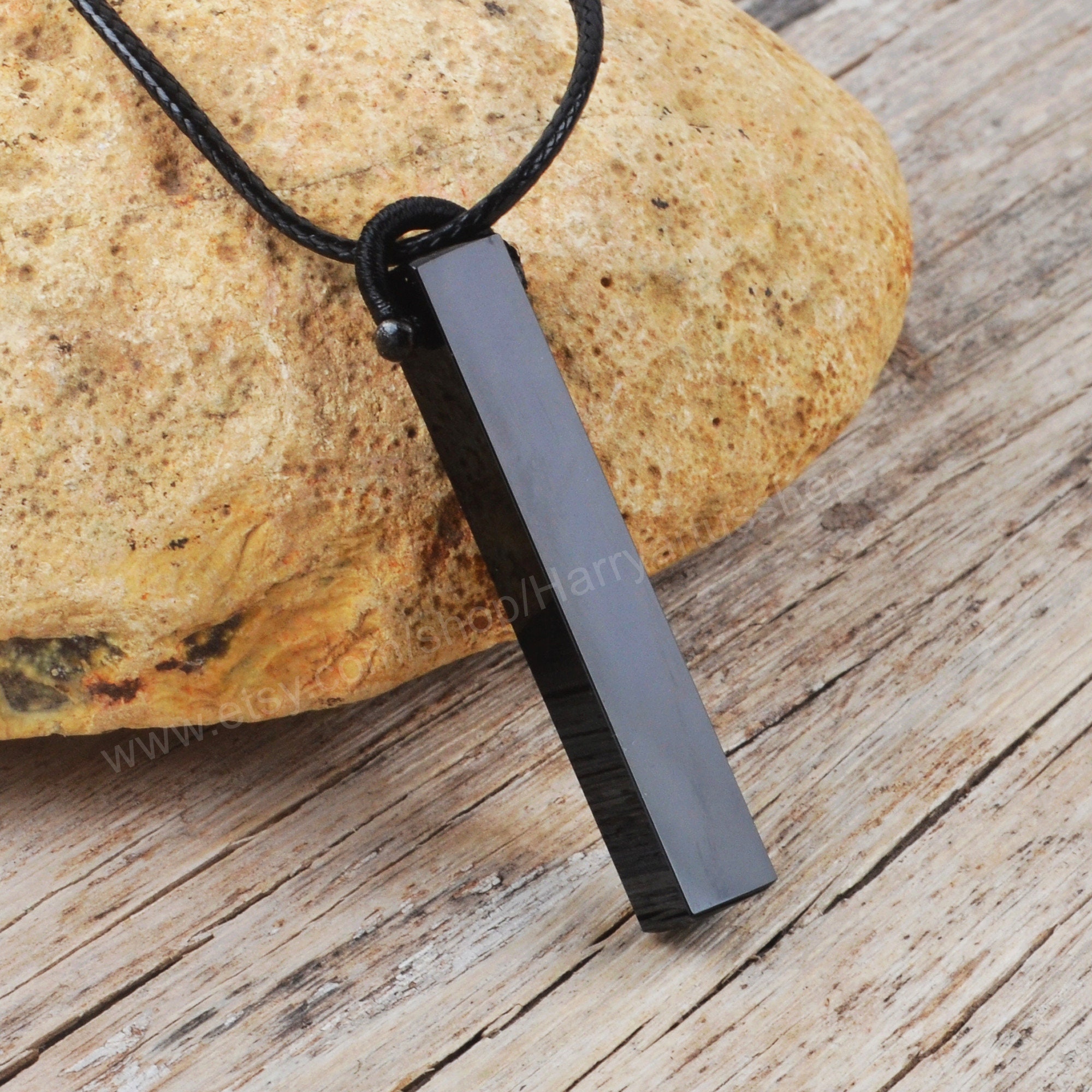 black obsidian pendant necklace, great 
