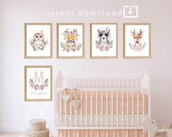 Safari Animals Nursery Prints | Nursery Animals Art | Jungle Nursery Decor | Safari Nursery Wall Art | Baby Decor | Set of 5 Prints