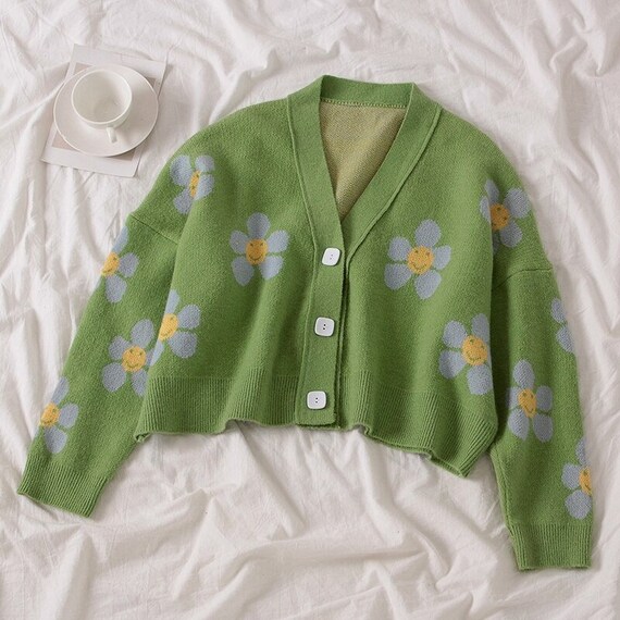 flower button cardigan