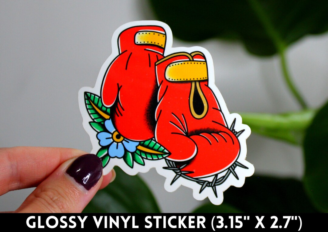 Boxing Glove & Barbed Wire Glossy Vinyl Die Cut Tattoo Flash Etsy