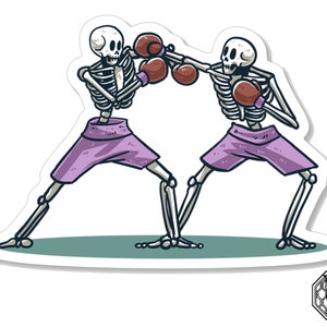 Skeleton Boxer Sparring Aufkleber | Glänzende Vinyl-Aufkleber | Gestanzte Aufkleber | Boxen MMA Aufkleber