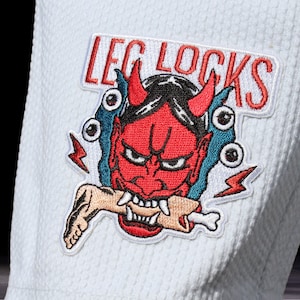 Jiu Jitsu Leg Lock Demon Embroidered Iron On Patch | Anime embroidery designs | Tattoo Patches | BJJ Patch Badge
