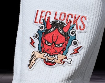Jiu Jitsu Leg Lock Demon Embroidered Iron On Patch | Anime embroidery designs | Tattoo Patches | BJJ Patch Badge