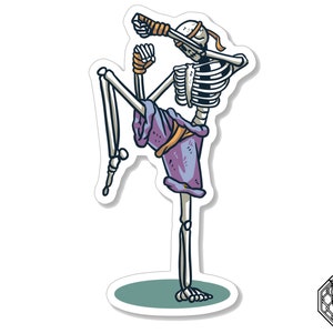 Sticker coup de pied squelette Muay Thai | Autocollants en vinyle brillant | Autocollants découpés | Stickers boxe thaï MMA