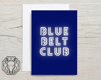 Blue Belt Club Greeting Card, Jiu Jitsu / Martial Arts Congratulations, A6 Silk Coated Card and Envelope