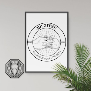 Jiu Jitsu Technique Over Strength Touch Gloves Wall Art Print | Unframed Print | Gym Prints | Jiu Jitsu Gifts