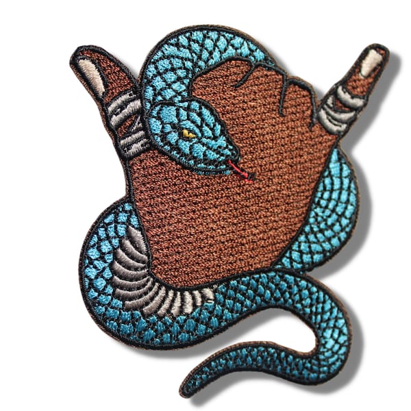 Jiu Jitsu Blue Snake Hang Loose Shaka Patch | Anime embroidery designs | Tattoo Patch | BJJ Patch Badge