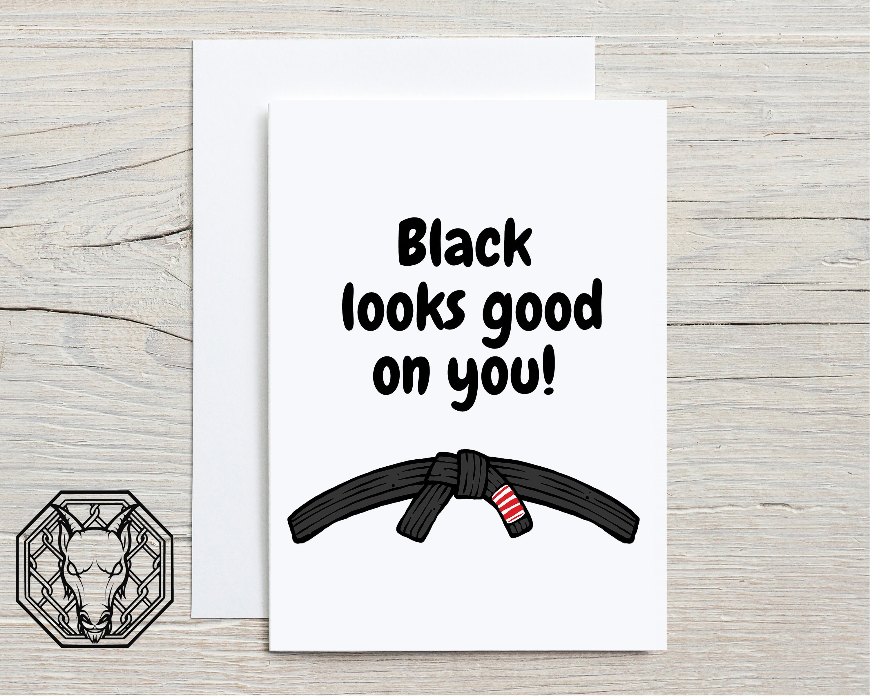 Black Looks Good on You Belt Grading Greeting Card Jiu 