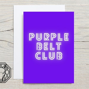 Carte de voeux club ceinture violette, félicitations pour le jiu-jitsu/arts martiaux, carte A6 satinée et enveloppe