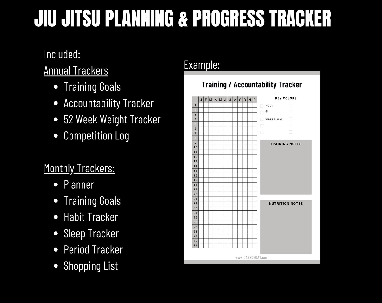 Jiu Jitsu Planning & Progress Tracker Fitness Journal Self Etsy UK