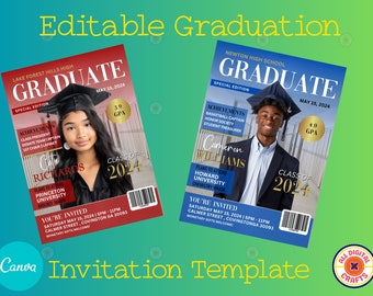 Editable Graduation Invitation Template - Canva