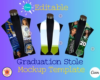 Canva Editable Graduation Stole Mockup Template