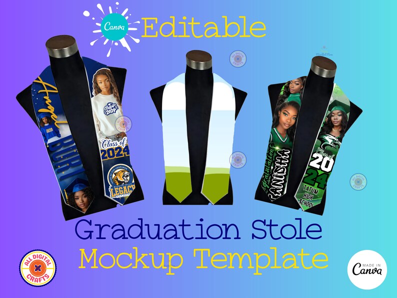 Canva Editable Graduation Stole Mockup Template image 1