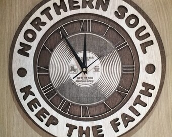Personalised Wooden Northern Soul Wall Clock - Keep The Faith, MOD, SKA