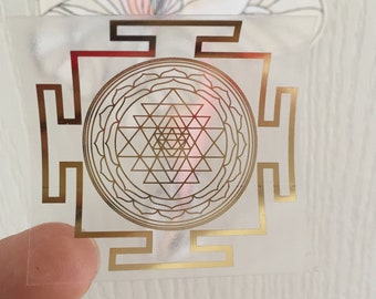 Golden Stickers Sri Yantra transparent - Set of 7