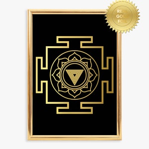 Goldfolie Yantra, Kali, Kunstdruck, Fine Print, Rahmen nicht inkludiert