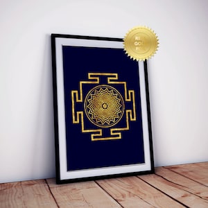 Golden Foil Yantra, Shiva,  Wall Art, Fine Print, Frame not included