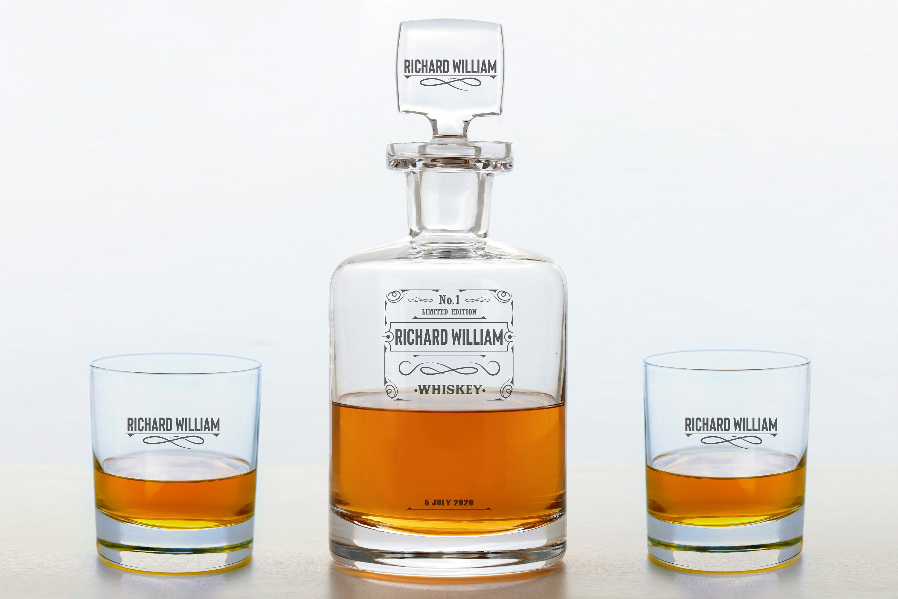 Engraved Whiskey Glass Decanter, Personalized Decanter and Glass, Luxury Gift, Gift for Friends ...