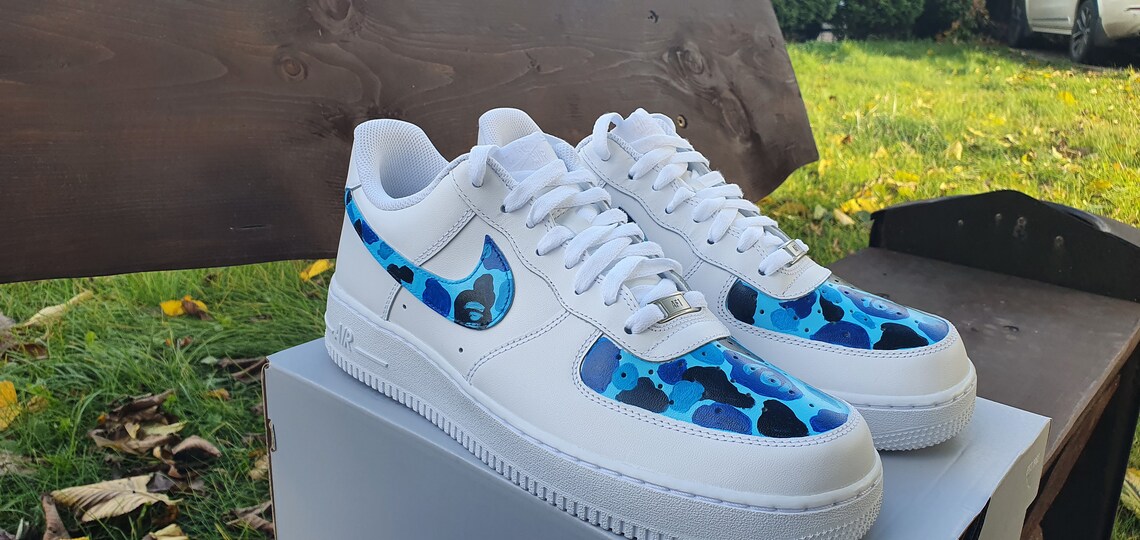 Bape Blue Camo Nike Air Force 1 | Etsy