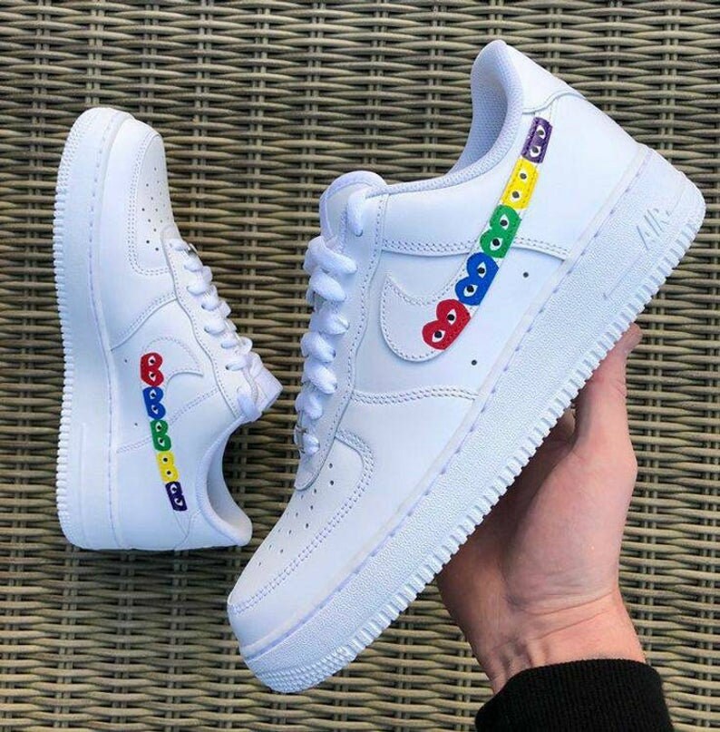 Custom Color CDG Heart Chain Nike Air Force 1 | Etsy
