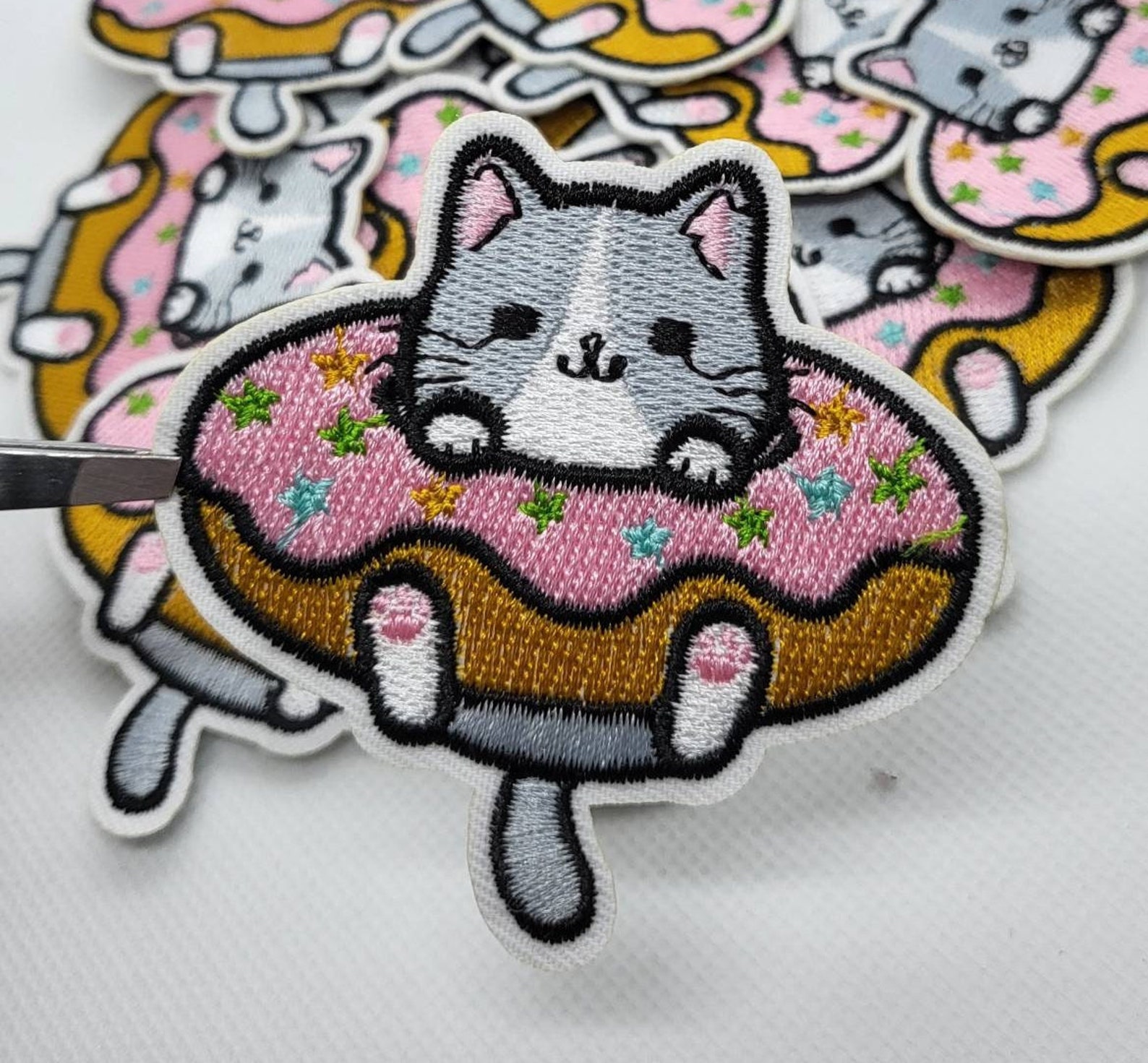 Little Kitty Cat Iron on Patch Cute Cat Patch Donut Patch Etsy