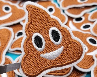 2pcs emoji poop iron on patch, Poo Emoji Embroidery Patch, poop patch