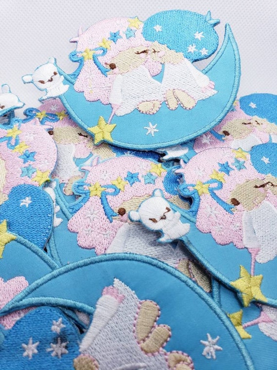 SECONDS PATCH, Patch Embroidery Iron on Stars Moon, Moon Patch Iron On,  Embroidery Kawaii Twin Star, Cute Iron on Patches, Cartoon Patches 