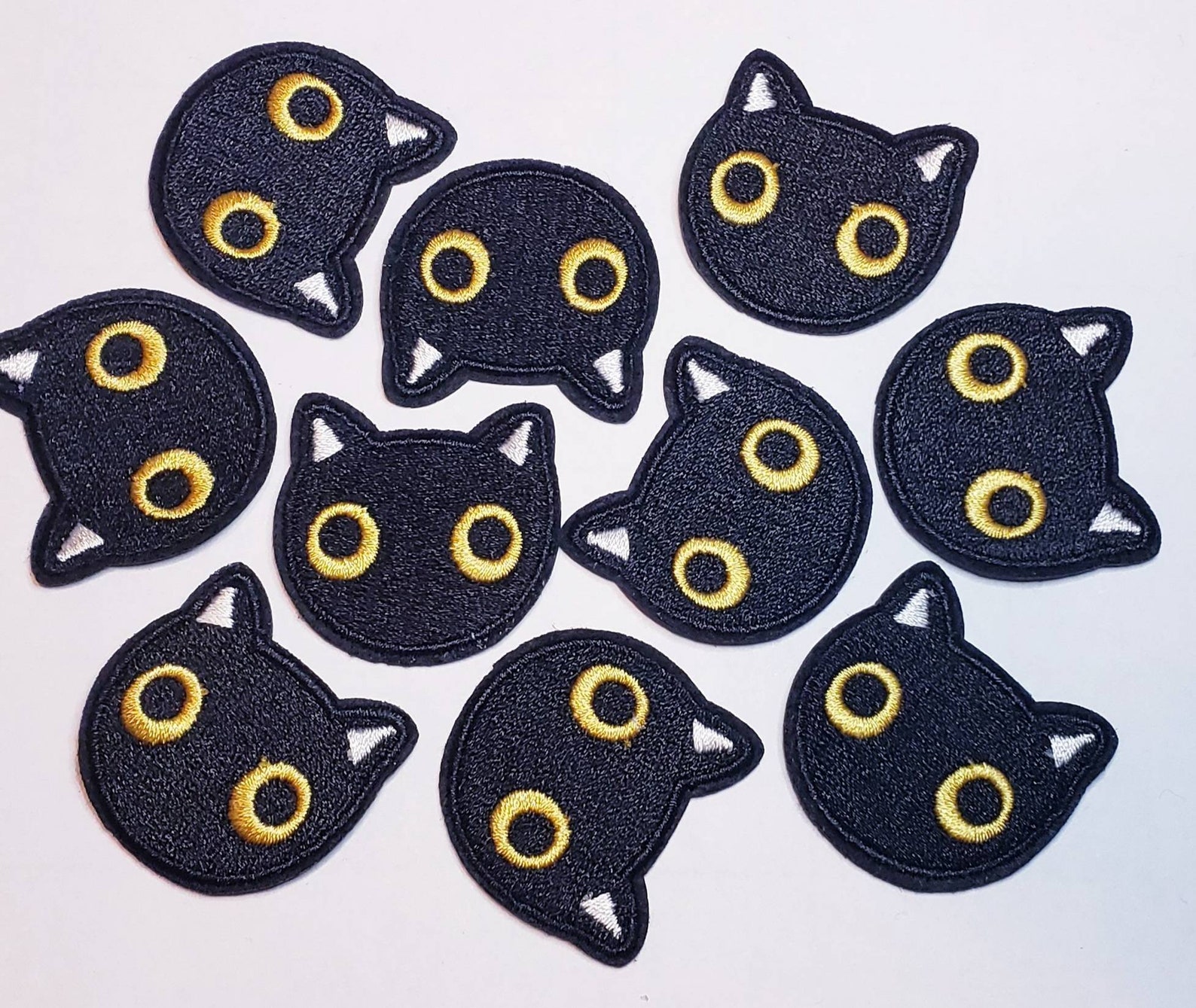 Black Cat Face PATCH Iron on Patch Embroidery Black Cat Head Etsy