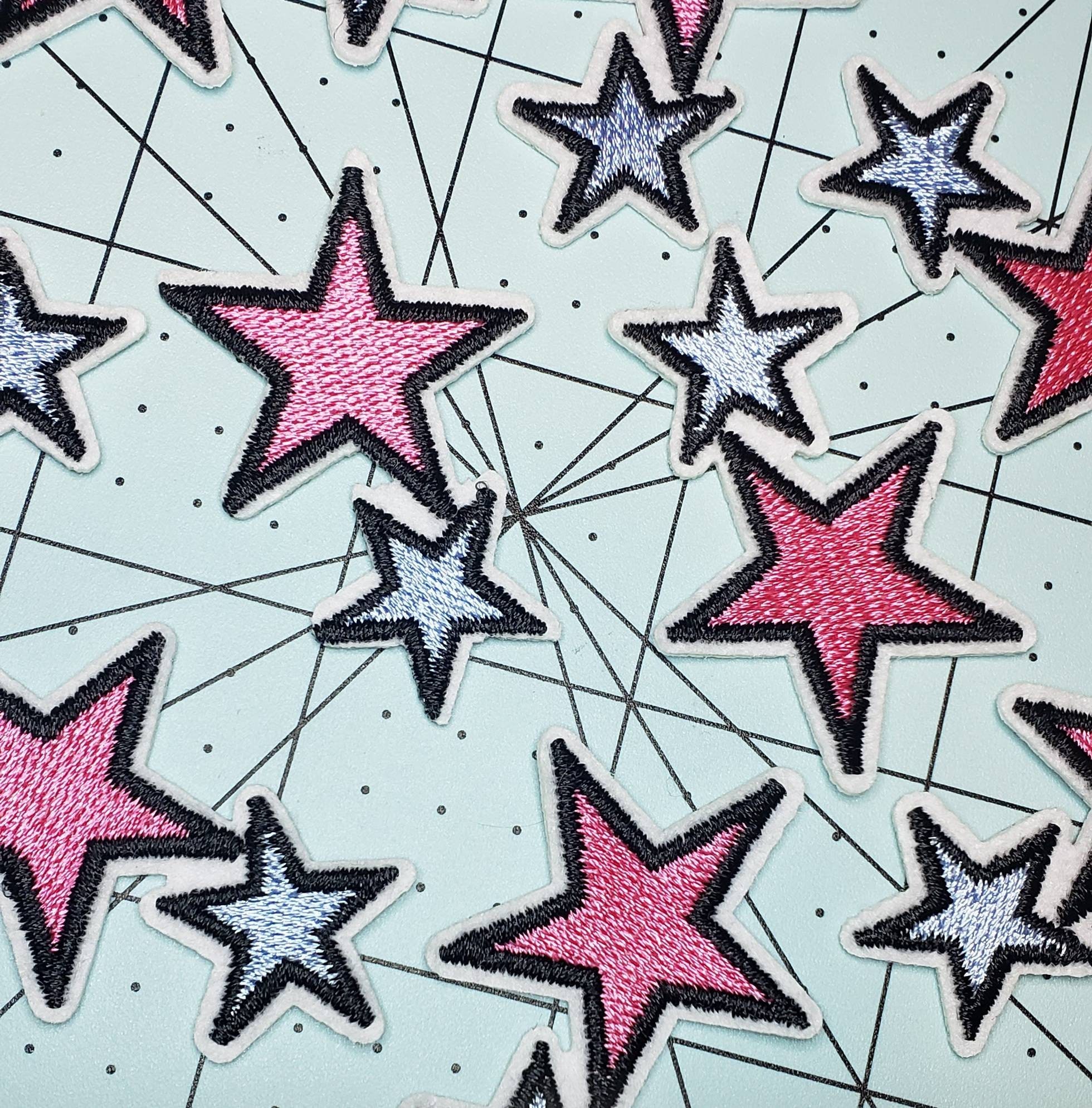 3 x 3 Pink Star Iron On Patches 2ct by hildie & jo