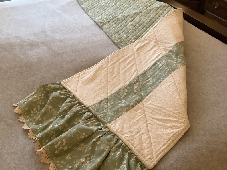 Quilted Bed Runner With Coordinating Pillows Fully Lined One of a Kind