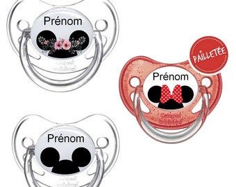 Baby pacifier to personalize Mickey Minnie