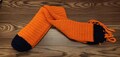 Crochet Long socks navy and orange