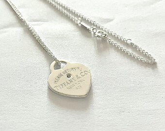 Necklace with heart and a shine, 2 cm, return to Tiffany model in S925 silver, necklace size 45 cm