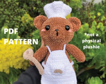 PATTERN ONLY - Cinnamon the Pastry Chef Bear amigurumi/crochet pattern soft toy