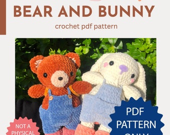 Häkelanleitung für Bär und Hase: Amigurumi Plüschi mit Latzhose (PDF-Häkelanleitung)